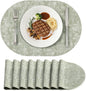 Placemats Set of 8, 11.8 x 17 Inch, Grass Green | Heat Resistant Oval Faux by homing