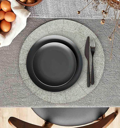 Lightnpro Beaded Placemats Set of 4 - ound Farmhouse Charger Mats - Handcrafted Decorative Glitz Table Placemats for Dinner Parties, Holidays, Weddings & Elegant Dining Décor - 13 Inch Silver