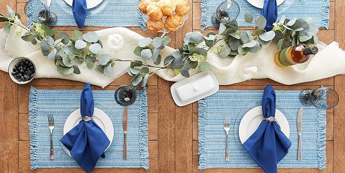 DII Variegated Tabletop Collection, Placemat Set3x19, Light Blue, 6 Piece - Image 4