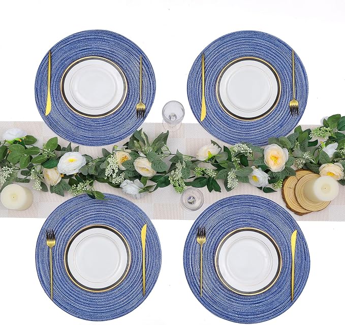 SHACOS Round Braided Placemats 15 inch Set of 6 Washable Kitchen Table Placemats - Image 7