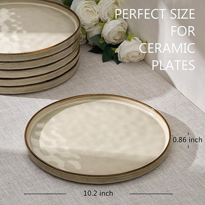 LIANYU 10.2 Inch Dessert Plates Set of 6, Ceramic Dinner Plates Dishes Set for Kitchen, Porcelain Serving Salad Plate, Chip & Scratch Resistant, Microwave, Oven and Dishwasher Safe, Sandy Beige