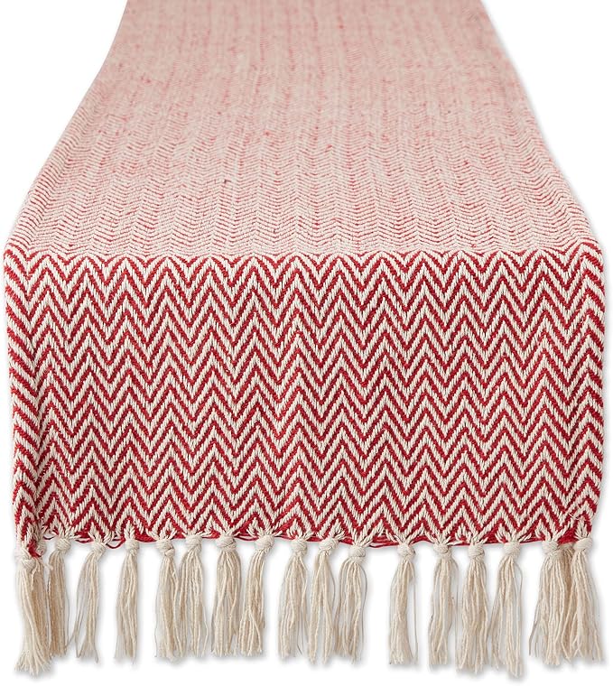 DII Woven Basic Tabletop Collection Chevron Table Runner, Tango Red by DII