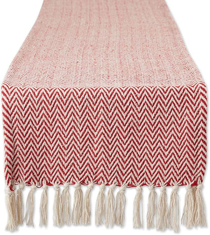 DII Woven Basic Tabletop Collection Chevron Table Runner, Tango Red by DII