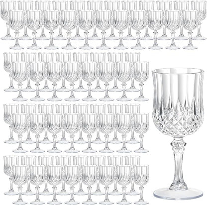 7OZ Plastic Wine Glasses, Reusable Vintage Goblets Unbreakable Drinking Glasses by Unknown