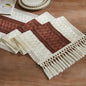 Macrame Style Bicolor Stitching Table Runner 14x72in Terracota | Woven Boho by ZEEMARTONLINE
