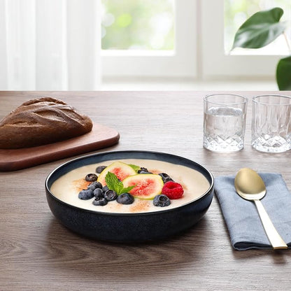 E-far Blue Pasta Bowls Set of 4, 35oz Double Reactive Glaze Stoneware | Wide & - Image 7