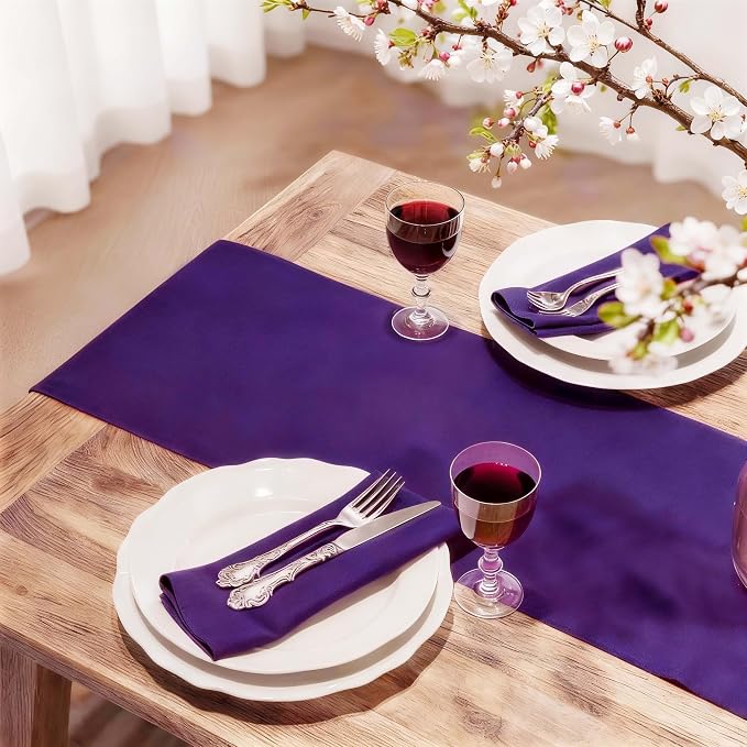 FOLINS&HOME Purple Waterproof Decorative Table Runner 90 Inches Long | 210GSM - Image 2