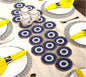 Beaded Table Runner 13x36 Inch Blue Gold Multi Evil Eye Handmade Decorative by byHomeDecorativeProduct