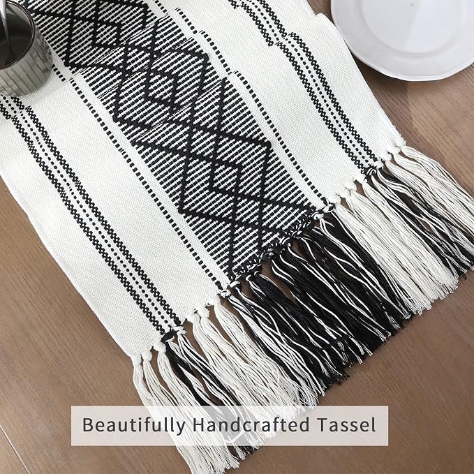 Woven Table Runners Farmhouse Style, Boho Table Runners 90 inches Long - Image 4