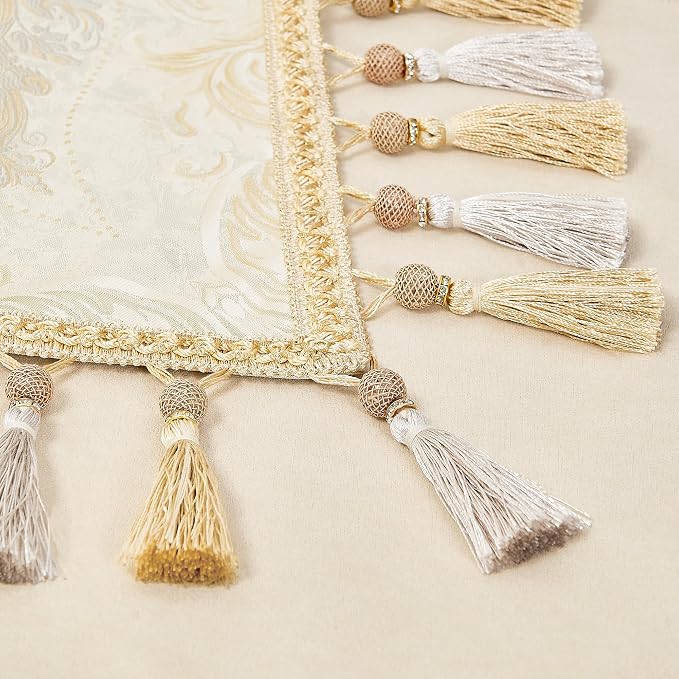 Loom and Mill Elegant Damask Table Runner 13x72 inch, Champagne Gold | Double - Image 5