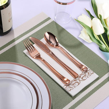 FOCUSLINE 175 Count Rose Gold Dinnerware Set - Image 3