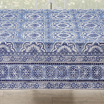 Maison d' Hermine Table Cloth Rectangle Table 100% Cotton 70 x 140 Inches Tablecloth Reusable Decorative for Dining Room Farmhouse Home Valentines Day Decorations Spring Summer - Melodie Bleue