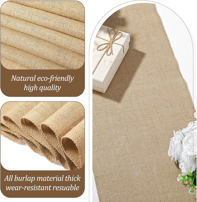 10 Pack Burlap Table Runners 12 x 71 Inch Rustic Linen Table Runner Natural - Image 3