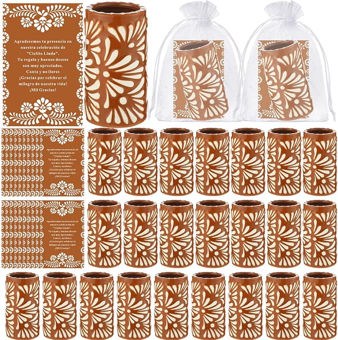 24 Set Cielito Lindo Party Favors, Terracotta, Handleless | Mexican Tequila by Unknown