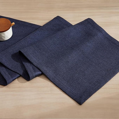 Burlap Style Farmhouse Table Runner, 14x90 Inches Navy | Thick Durable Fabric - Image 6
