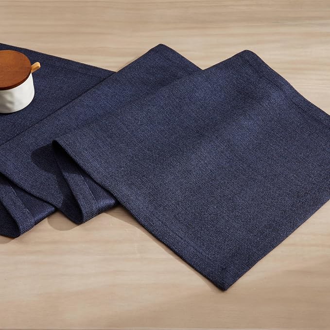 Burlap Style Farmhouse Table Runner, 14x60 Inches Navy | Thick Durable Fabric - Image 7