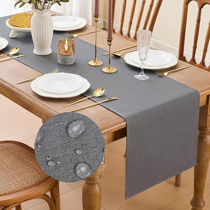 YATOJUZI Dark Grey Table Runner Seasonal Summer Kitchen Dining Coffee Table by YATOJUZI