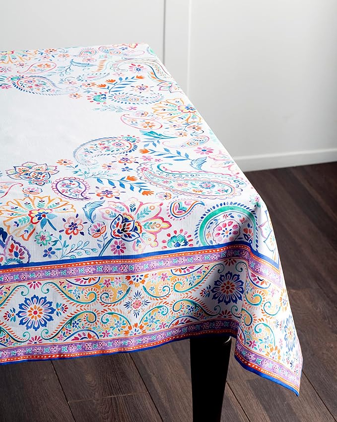 Maison d' Hermine Table Cloth Rectangle Table 100% Cotton 54 x 72 Inches Tablecloth Reusable Decorative for Dining Room Farmhouse Home Valentines Day Decorations Spring Summer - Indian Floral