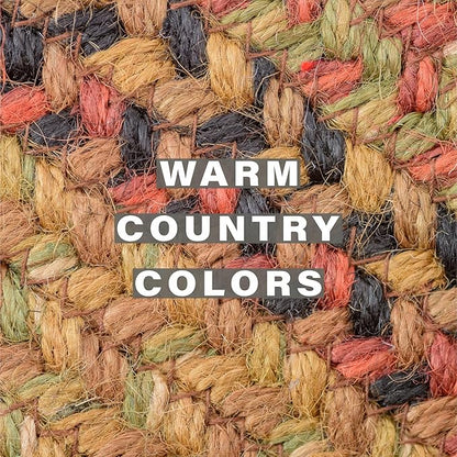 Homespice Gingerbread Round Braided Placemats, Warm Country Decor, Set of 2, 15", Brown Jute Table Mats - Vibrant Colors, Durable, Easy to Clean and Protects Furniture