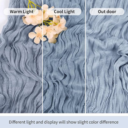 6 Pack Dusty Blue Cheesecloth Table Runner 17x108 Inch Semi Sheer Boho Gauze - Image 7
