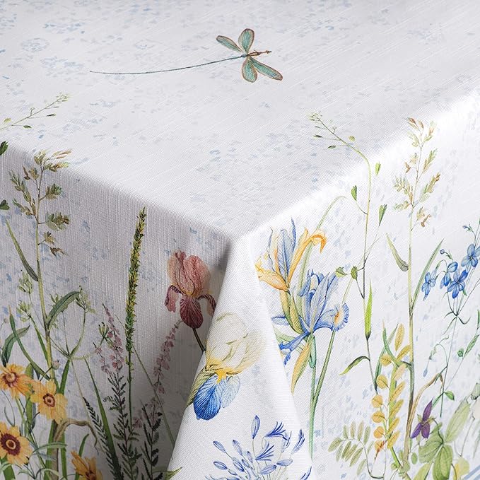 Maison d' Hermine Table Cloth Rectangle Table 100% Cotton 70 x 120 Inches Tablecloth Reusable Decorative for Dining Room Farmhouse Home Valentines Day Decorations Spring Summer - Fleurs De Mai