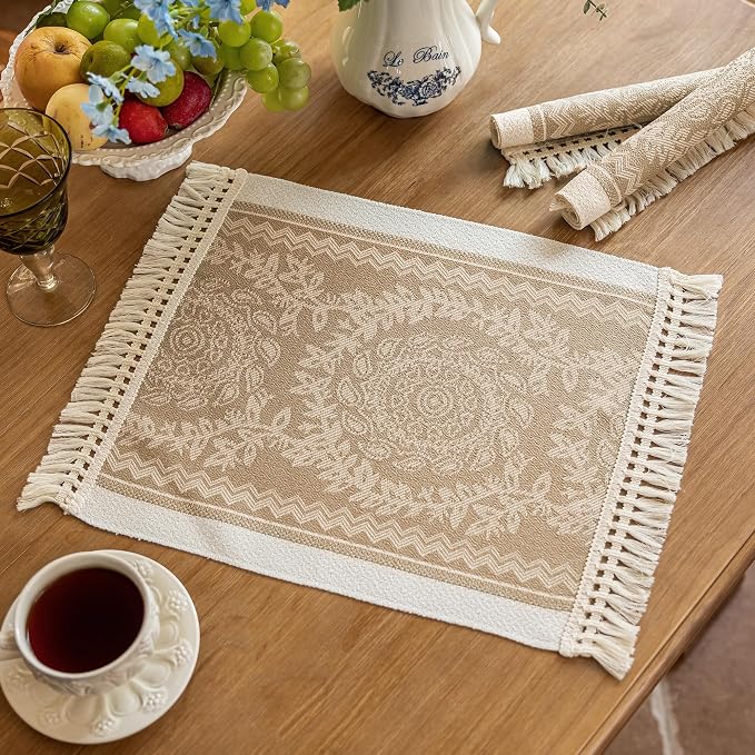 Coffee Mandala Linen Table Runner by UWWGKK