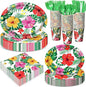 350 Pcs Luau Tropical Party Supplies 12 in Disposable Hawaiian Luau Oval Plates by Pajean