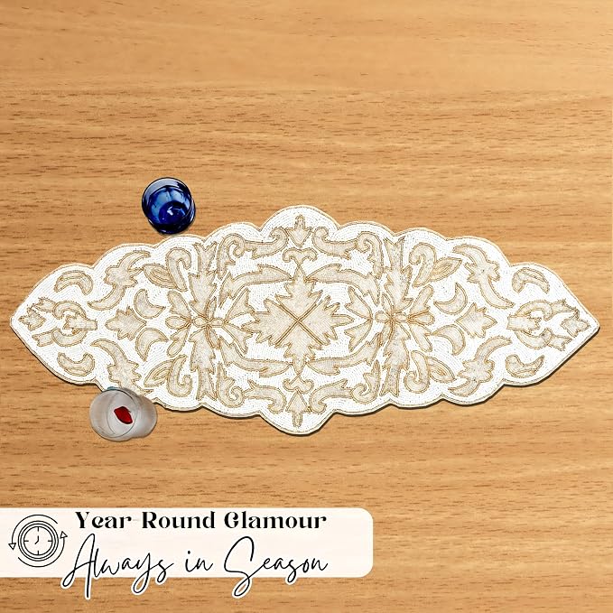 Beaded Table Runner, 13x36 | Glass beads, polyester backing, handcrafted - Image 8