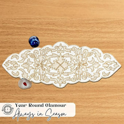 Beaded Table Runner, 13x36 | Glass beads, polyester backing, handcrafted - Image 8