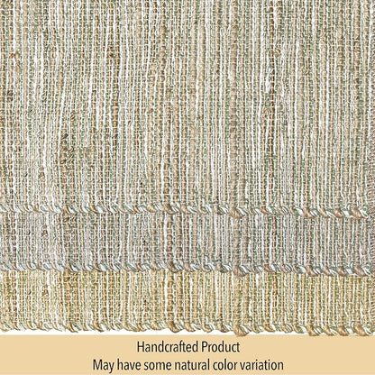 Natural Jute Table Runner, 13x90 Inch, Sage Green-White | Vintage Boho Rustic - Image 6