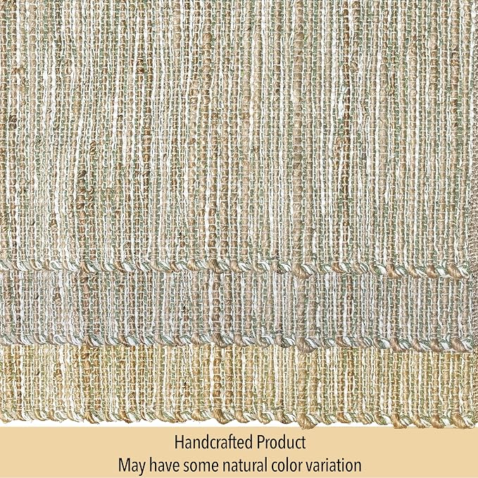 Natural Jute Table Runner, 13x36 Inch, Sage Green-White | Vintage Boho Rustic - Image 6