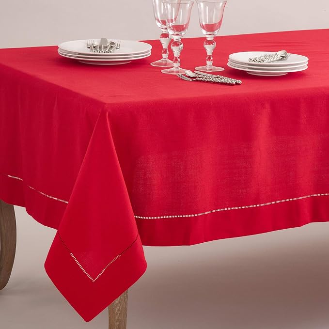 SARO LIFESTYLE Hemstitched Border Tablecloth - Image 3