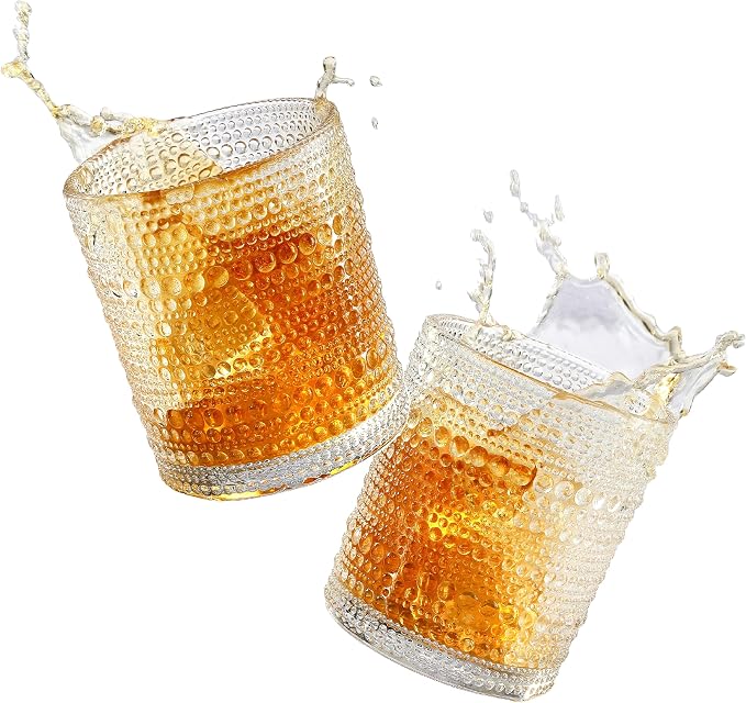 OLULU Cocktail Glasses 10 oz Set of 2, Glass Hobnail Drinking Glasses, Vintage - Image 9