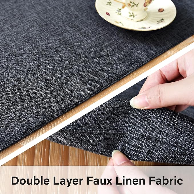 NEWISHER Reversible Double Layer Table Runner Faux Linen Fabric 13x72inch | - Image 3