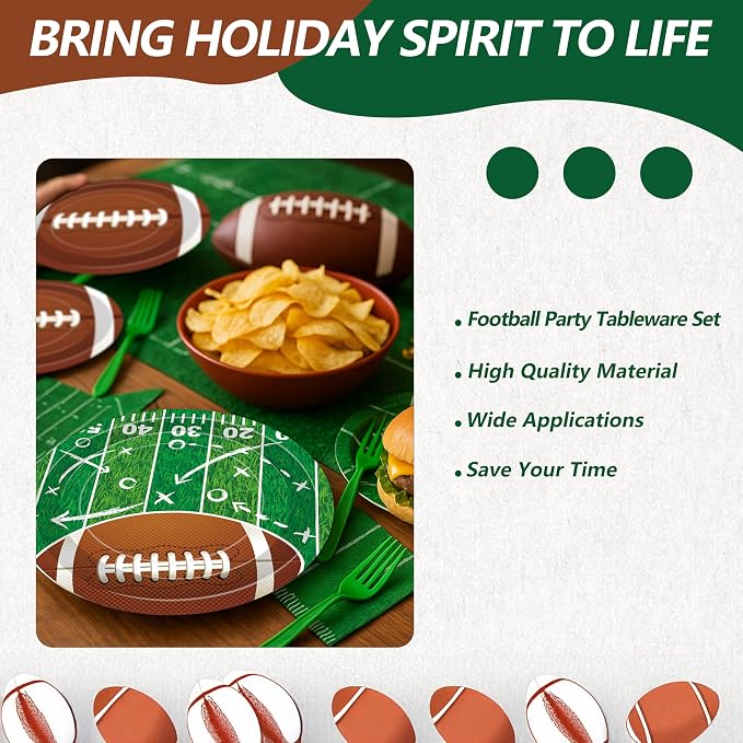 100 Pcs Football Party Supplies Set, Serves 25 – Disposable Football and Field - Image 5