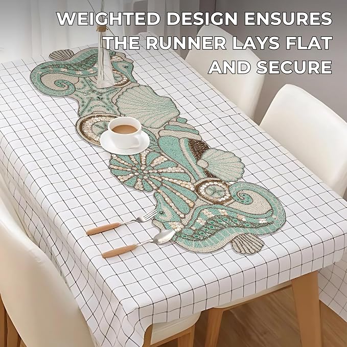 Coastal Beaded Table Runner, glass beads, polyester backing, coastal animal - Image 5