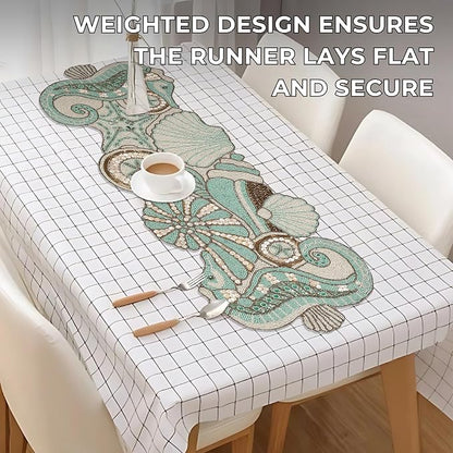 Coastal Beaded Table Runner, glass beads, polyester backing, coastal animal - Image 5