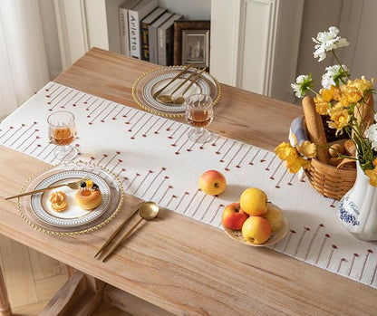 Caflife Boho Table Runner 13 x 48 Inch Long Natural Cotton Woven Runner - Image 6