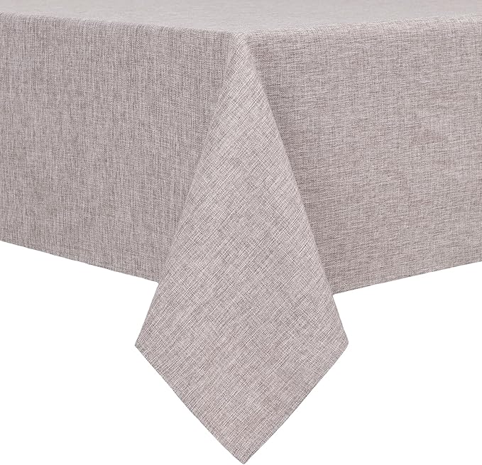 Hiasan Faux Linen Rectangle Tablecloth - Wrinkle and Stain Resistant Washable Table Cloth for Kitchen Dining Room Holiday Table Cover for Party Dinner, Stone, 60 x 120 Inch