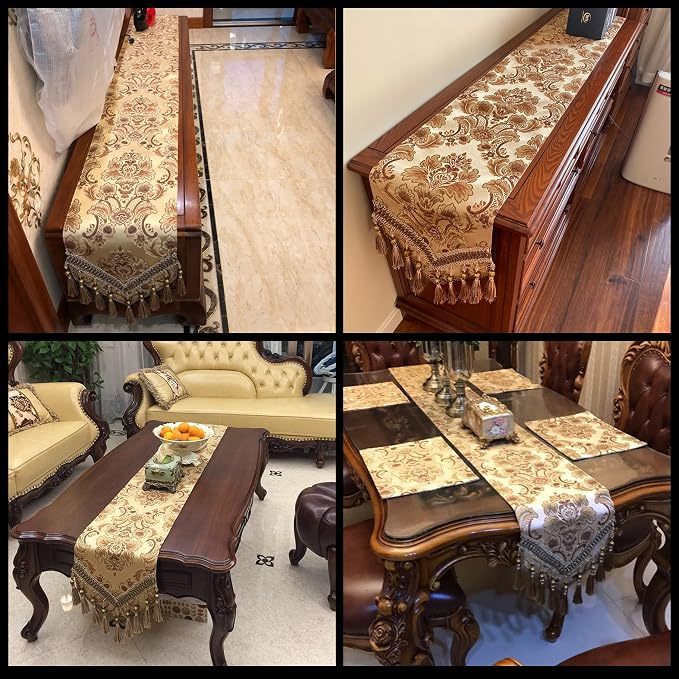 Luxury Velvet Gold Table Runner 95 Inches Long - Image 7