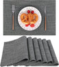 SHACOS Washable Cloth Placemats Set of 6 Fabric Place Mats Double Layered Thick Faux Linen Placemat Non Slip Reversible Table Mats Home Wedding Table Decor, Dark Grey