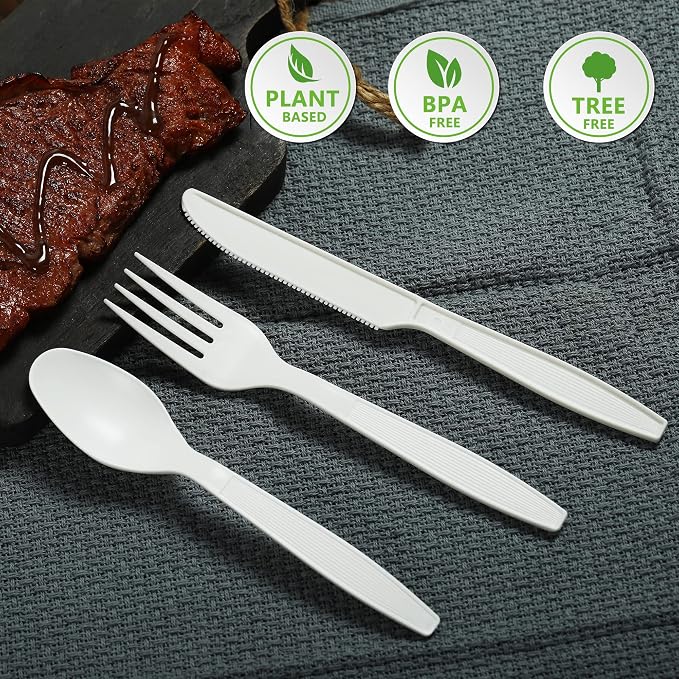 Compostable Fork, 100 Biodegradable Silverware - Image 6