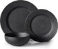 Black Dinnerware Sets, 3-Piece plates and bowls sets, Matte Marble | Premium by KINGSTONE