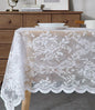 Warm Home Designs 60 x 104 Lace Tablecloth. White Rectangle Tablecloth with English Rose Design. Dining Table Cover for 8-10 Guests. (LTC White 104)