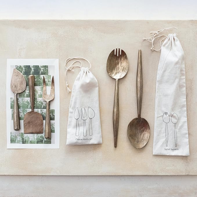 Creative Co-Op Forged Salad Server Set, Electroplated Finish - Image 2