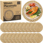 Elcoho 20 Pieces Round Woven Placemats 12 Inch Boho Rattan Placemats Farmhouse Braided Place Mats Woven Plate Chargers Rustic Wicker Table Mats for Dining Table