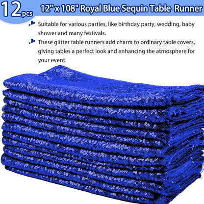 12 Packs 12 X 108 Inch Sequin Table Runner Glitter Dining Table Runner - Image 2