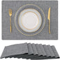 homing Cotton Linen Placemats Set of 8, Cloth Washable Farmhouse Dining Table Mats for Indoors & Outdoors, Easy to Clean, Dark Grey, 13 x 19 Inch
