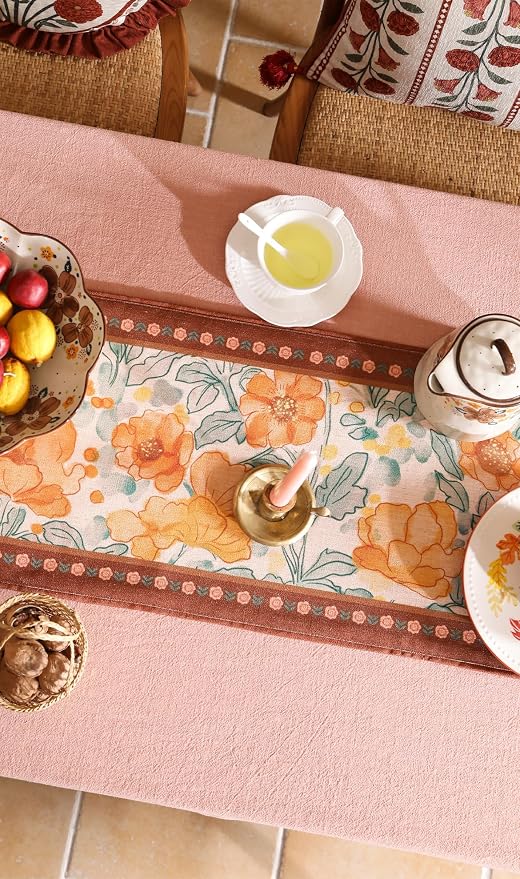 bilin gaier Designer Vintage Floral Printed Table Runner, French Soft Linen - Image 8