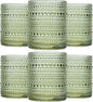 JOVGANK Green Vintage Hobnail Drinking Glasses Set of 6, Embossed Water Tumbler by JOVGANK